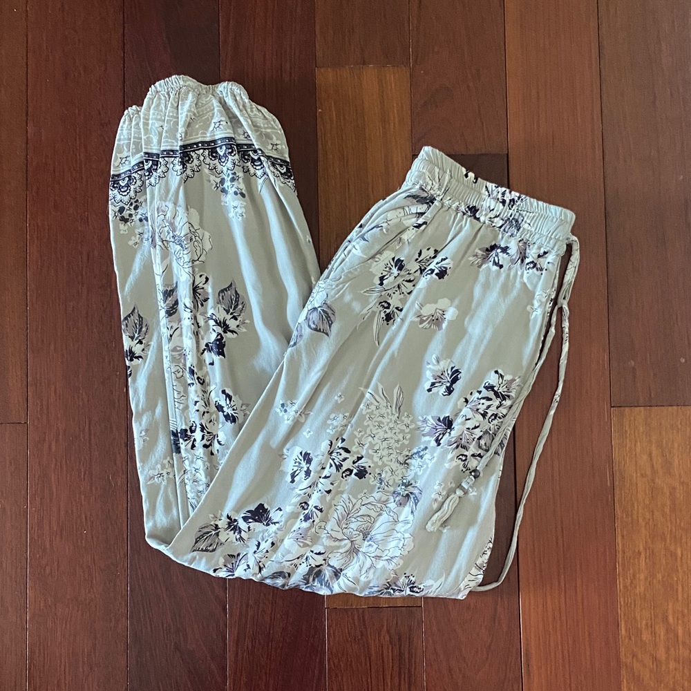 Angie Floral Track Pants in Gray and Black